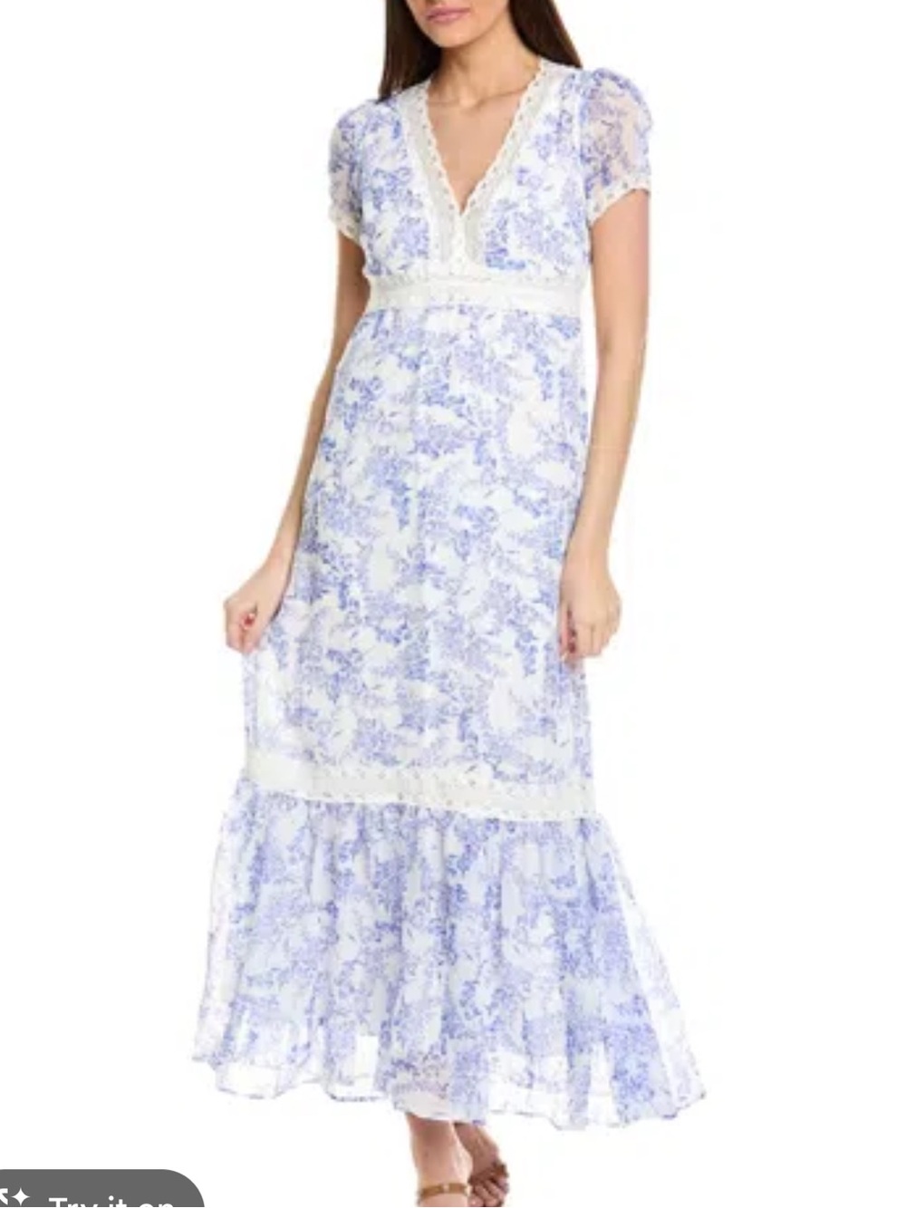 Taylor Lace Trim Maxi Dress In Blue